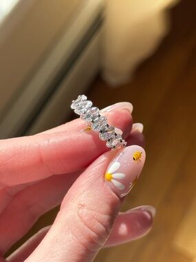 Sparkling Silver Cubic Zirconia Eternity Band - Silver size 7